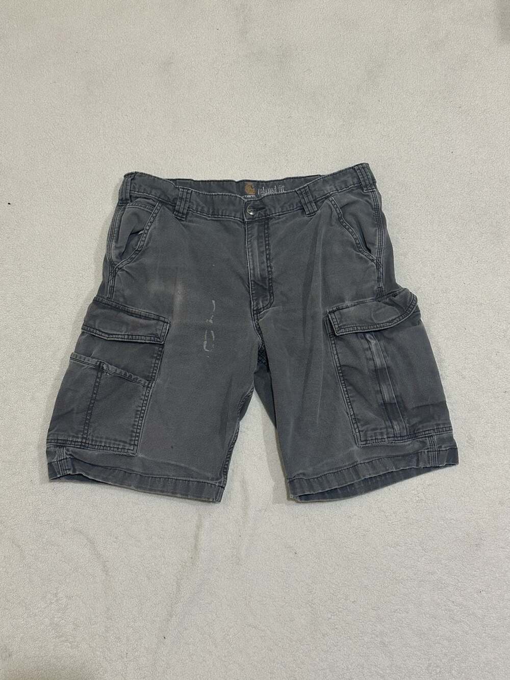 Carhartt Relaxed Fit Cargo Shorts Size 36 Gray